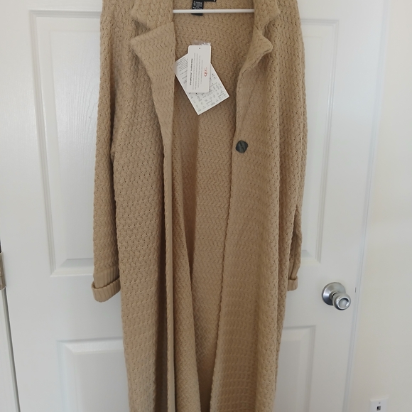 Merino Wool Tan Sweater Coat